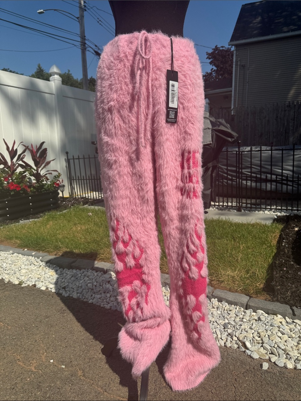 Rockstar Pink Fuzzy Flame Knit Pants xl